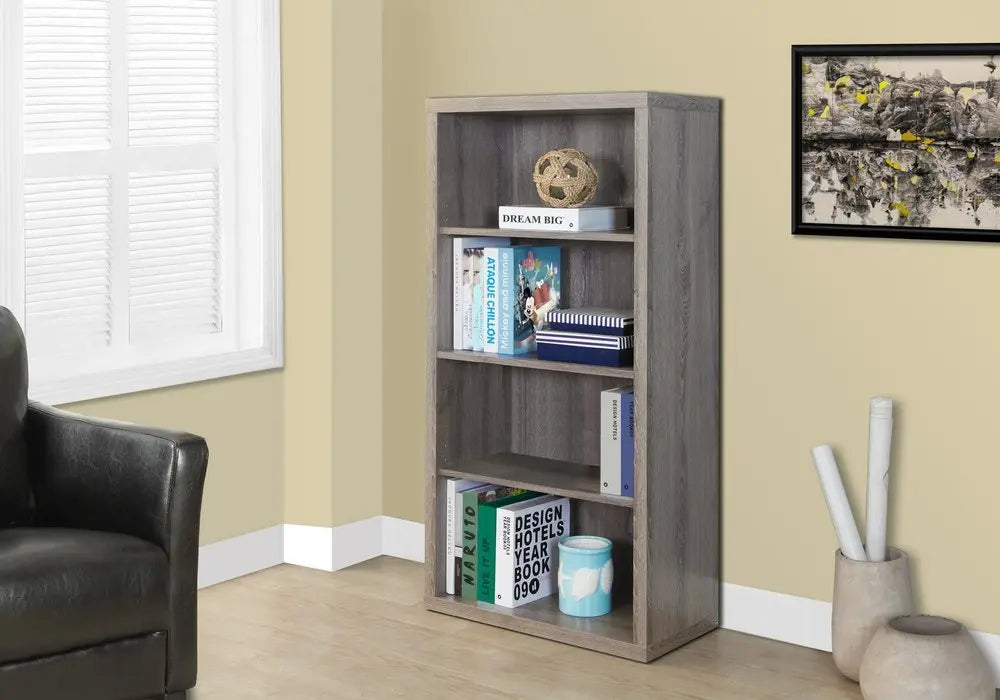 White Wood Adjustable Four Tier Bookcase - NOBLE HOME INTERIORS