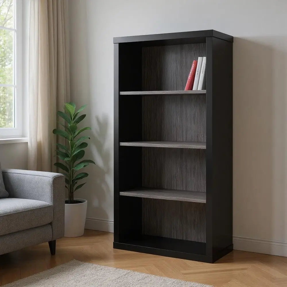 White Wood Adjustable Four Tier Bookcase - NOBLE HOME INTERIORS