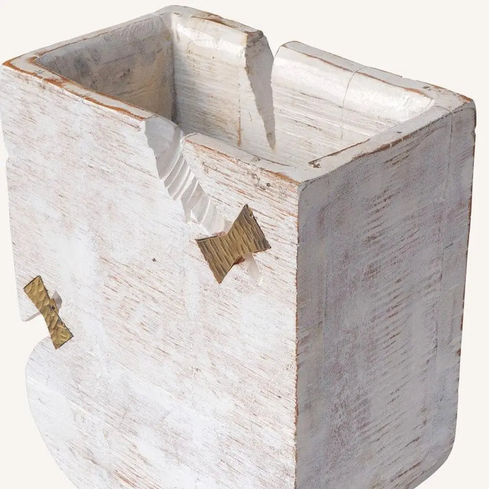 White Wood Pot Planter - NOBLE HOME INTERIORS