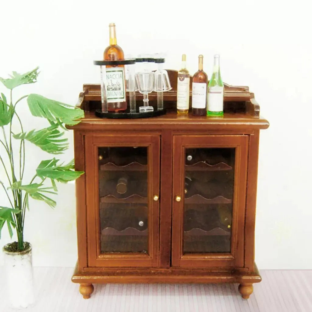 Wine Cabinet - Walnut Classic Toys Pretend Play Simulation Furniture Toys - NOVA - HOME - FURNITURE