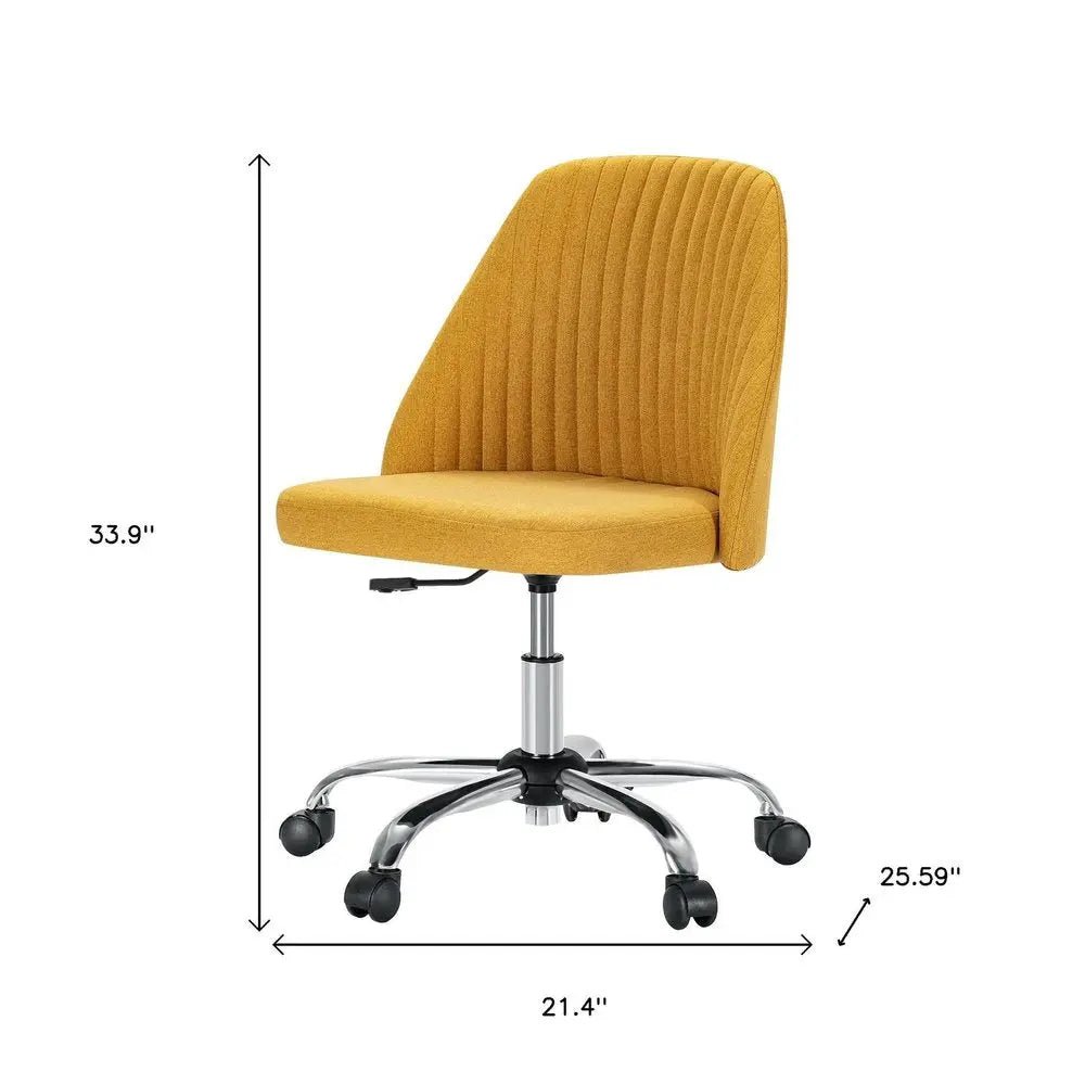 Yellow and Silver Adjustable Height Swivel Rolling Office Chair - NOBLE HOME INTERIORS